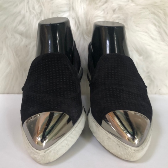 Miu Miu Women's Black Suede Metal Cap Toe Slip On Sneakers Size 35.5 w/ COA - Picture 6 of 10